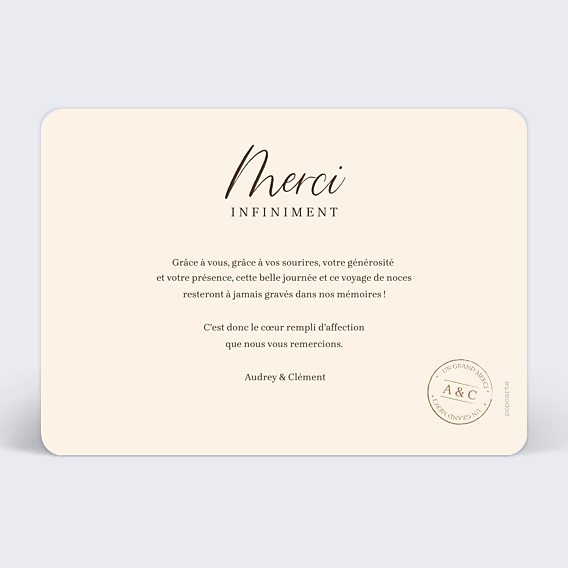 Remerciements mariage Voyage Mariage