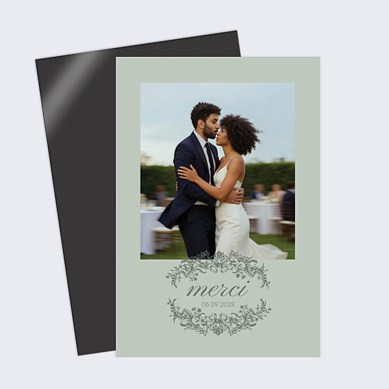 Carte remerciement mariage Médaillon
