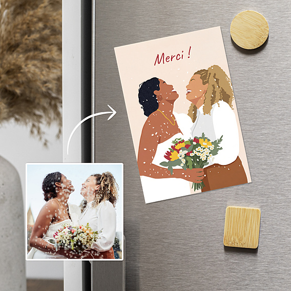 Remerciements mariage Portrait en illustration minimaliste