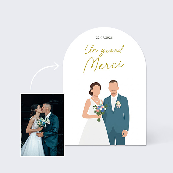 Remerciements mariage Portrait minimaliste ajusté