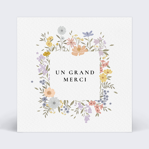 Carte remerciement mariage Étiquette Printanière