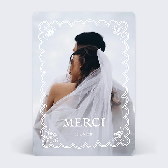 Remerciements mariage Cadre dentelle