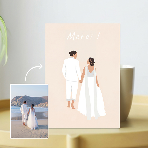 Remerciements mariage Portrait en illustration minimaliste