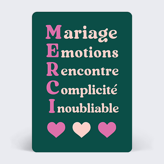 Remerciements mariage Acrostiche