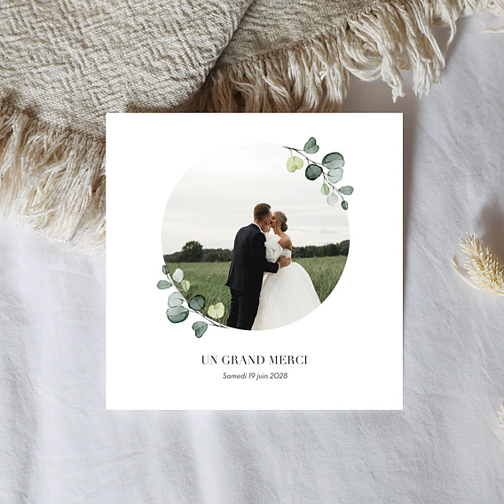 Remerciements mariage Petite Couronne Eucalyptus
