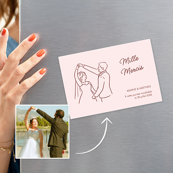 Remerciements mariage Portrait dessiné au trait