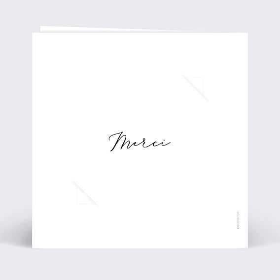 Carte remerciement mariage Grande Typo Merci avec graines Verso