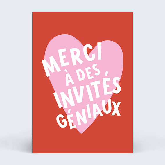 Carte remerciement mariage Invités Géniaux