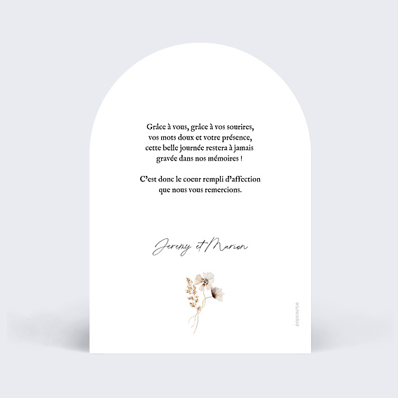 Remerciements mariage Couronne de Fleurs Sauvages
