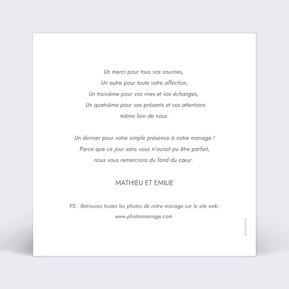 Remerciements mariage Romance