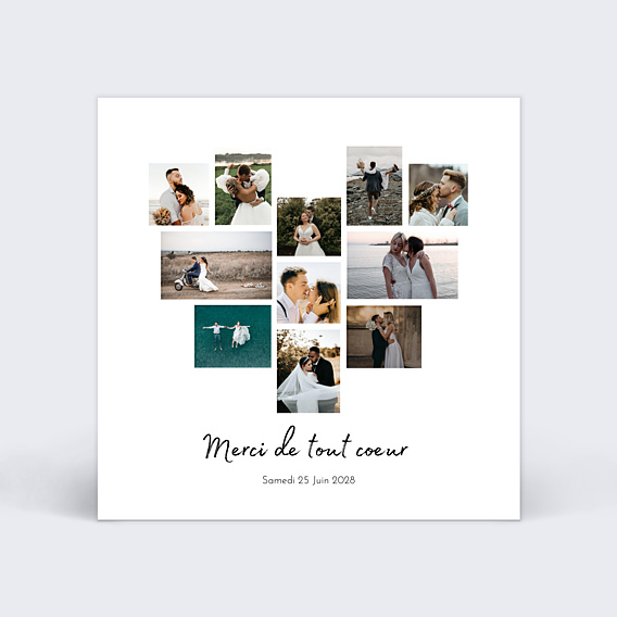 Remerciements mariage Pêle-Mêle Coeur