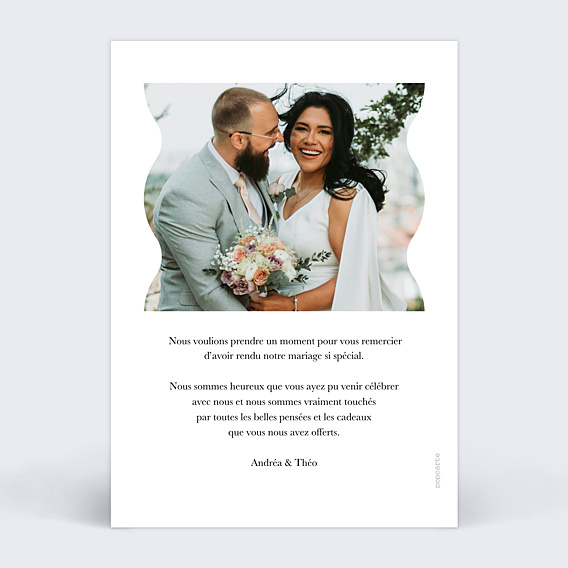 Remerciements mariage Photo arrondie