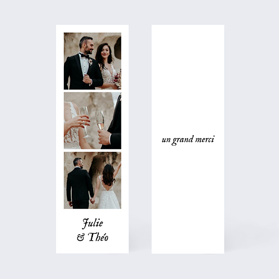 Carte remerciement mariage Multiphoto Etiquette Paysage