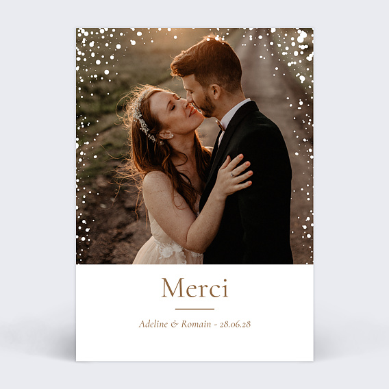 Carte remerciement mariage Couronne de Dentelle Recto