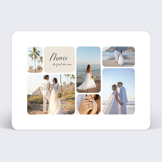 Carte remerciement mariage Douceur Estivale Recto