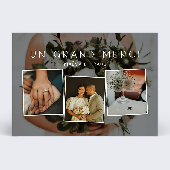 Carte remerciement mariage Filigrane Recto