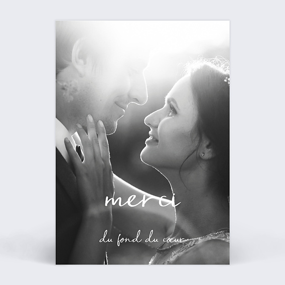 Carte remerciement mariage Nuances de gris Recto