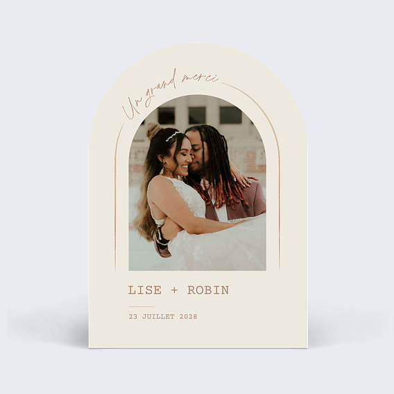 Carte remerciement mariage Arche avec texte