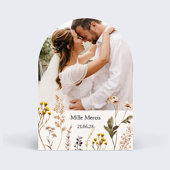 Carte remerciement mariage Bouquet Sauvage