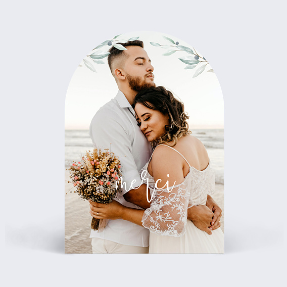 Carte remerciement mariage Branche d'Oliviers