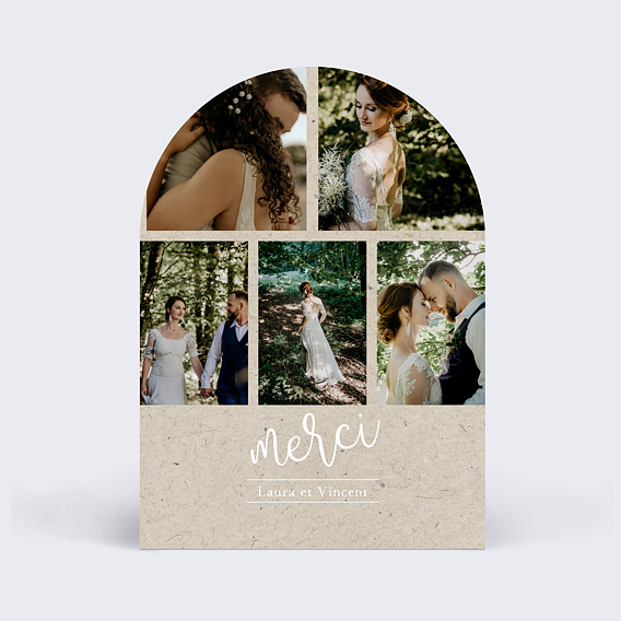 Carte remerciement mariage Chiné Typographique