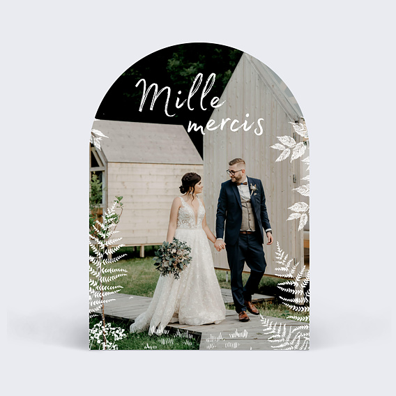 Carte remerciement mariage Décor Végétal