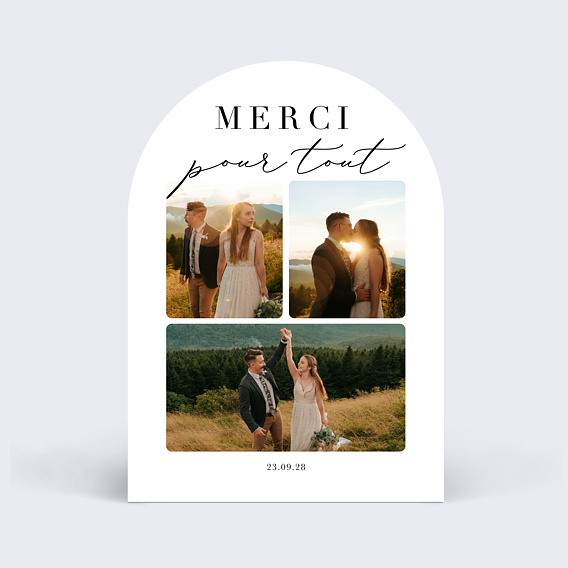 Carte remerciement mariage Grande Typo Merci