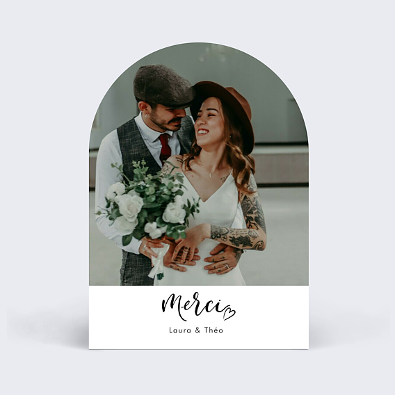 Carte remerciement mariage Harmonie Simple