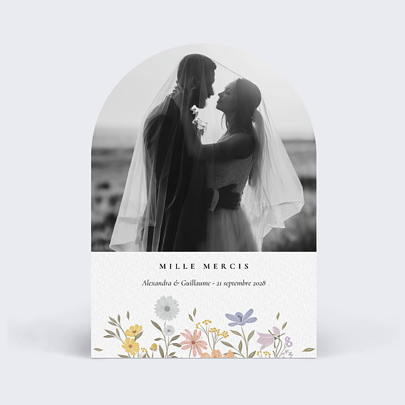 Carte remerciement mariage Idylle Bucolique