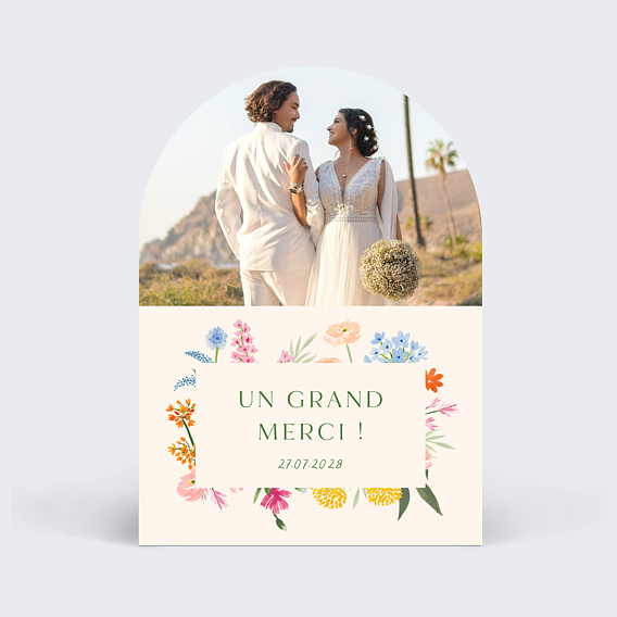 Carte remerciement mariage Jardin