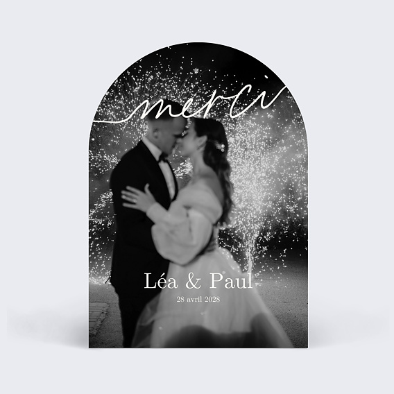 Carte remerciement mariage Ligne Blanche