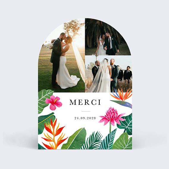Carte remerciement mariage Paradis Exotique