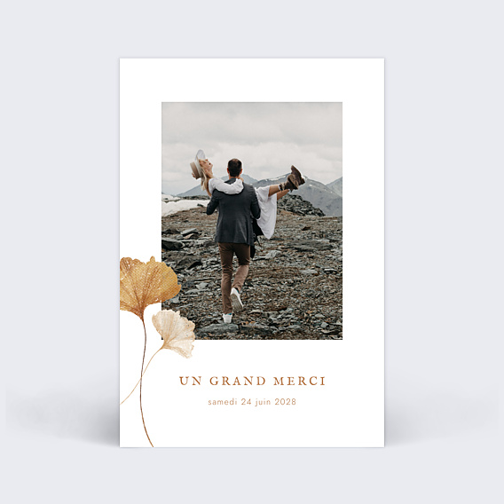 Remerciements mariage Ginkgo délicats