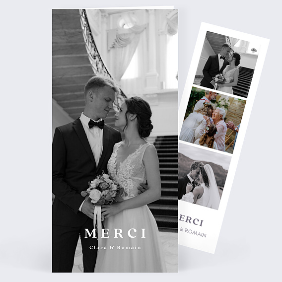 Carte remerciement mariage Pleine Page Minimaliste