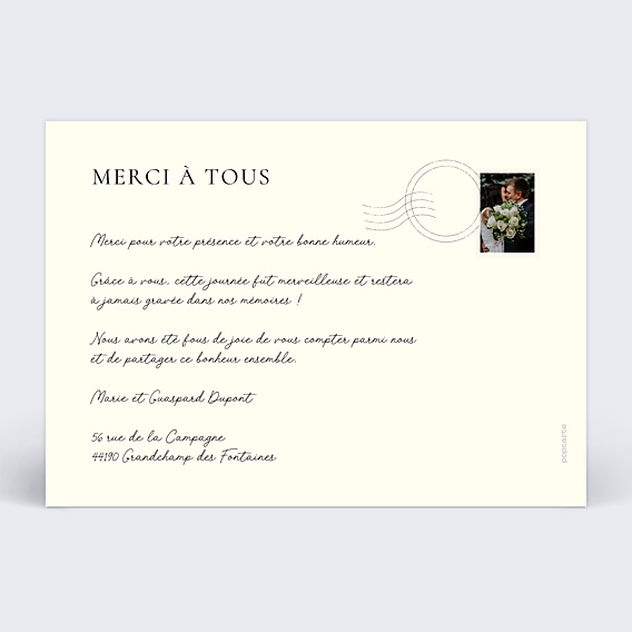 Remerciements mariage Effet Argentique