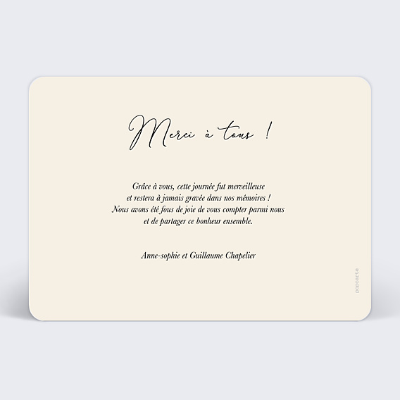Remerciements mariage Etiquette Coeur