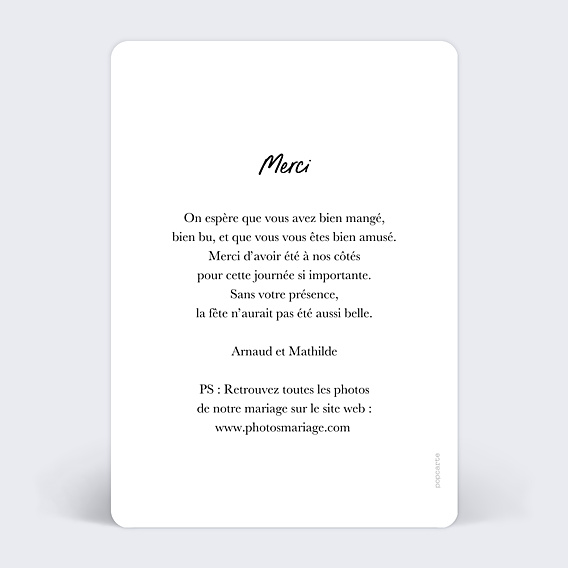 Remerciements mariage Invités en Or
