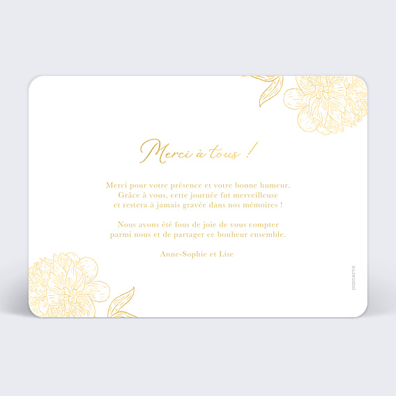 Remerciements mariage Gold Flower