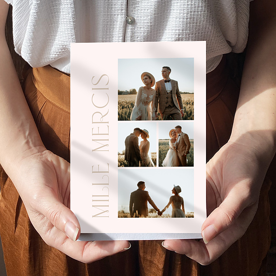 Carte remerciement mariage Merci Pastel Après 1