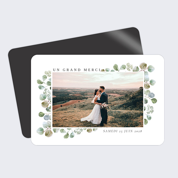 Carte remerciement mariage Cadre Eucalyptus