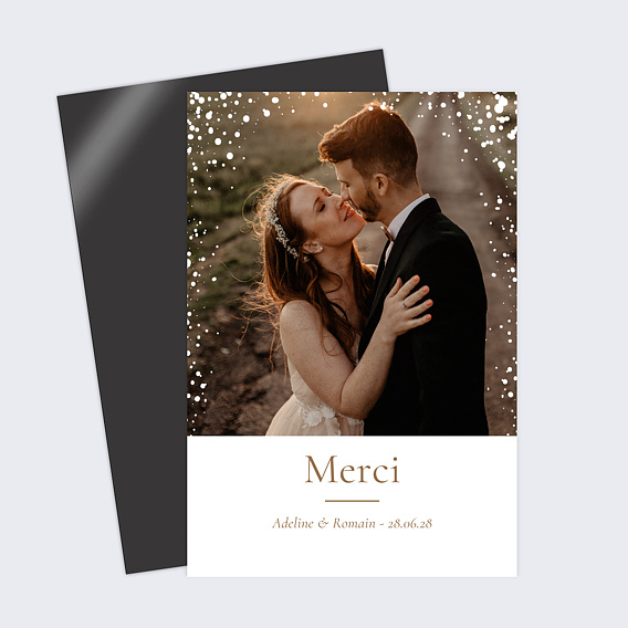 Carte remerciement mariage Couronne de Dentelle Recto