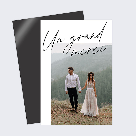 Carte remerciement mariage Grande Typo