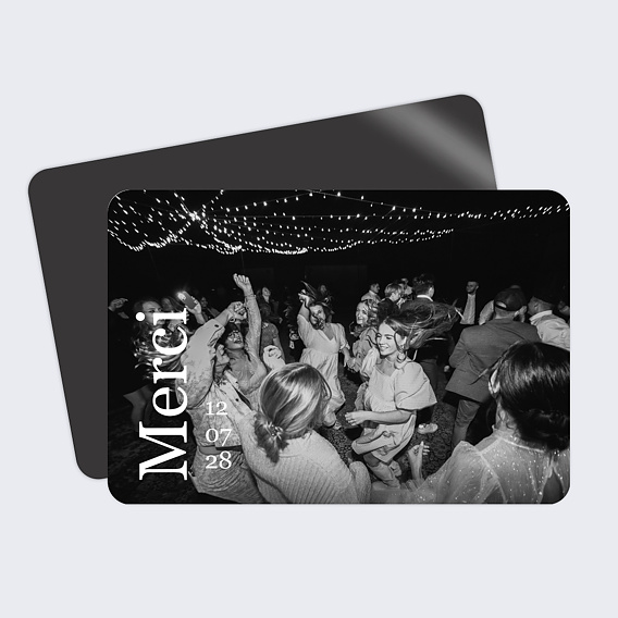 Carte remerciement mariage Merci de côté