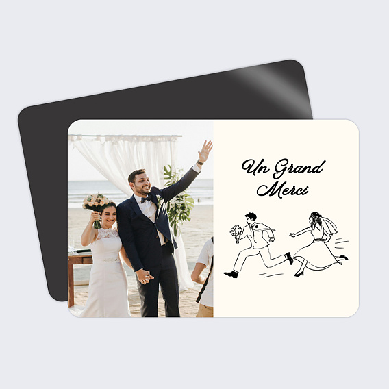 Carte remerciement mariage Sauve qui peut