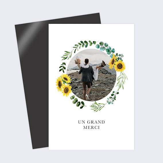 Carte remerciement mariage Tournesol