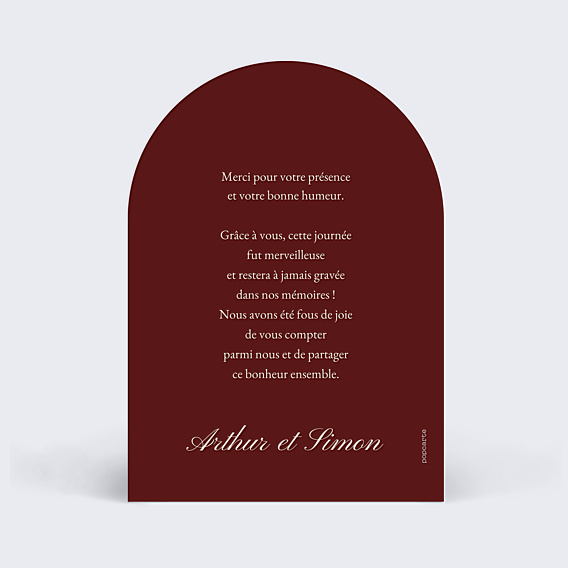Remerciements mariage Passion éternelle