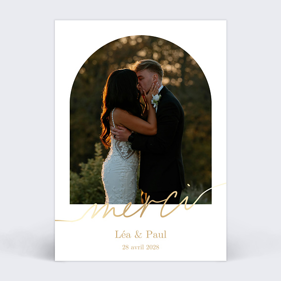 Carte remerciement mariage Ligne ocre Arche