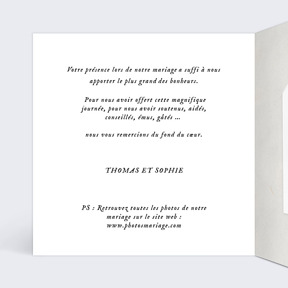 Remerciements mariage Douceur Chiné avec graines