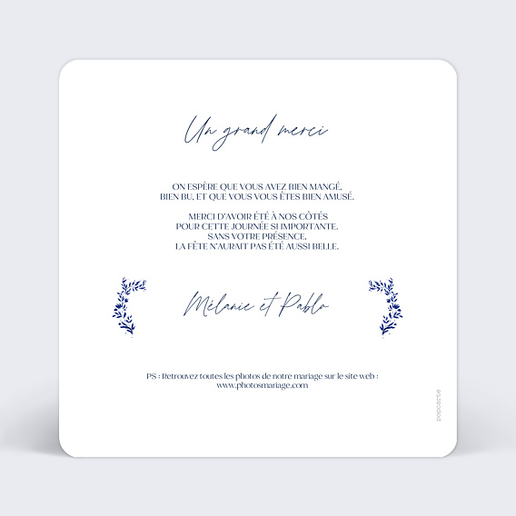 Remerciements mariage Esprit Azulejos