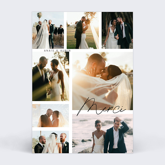 Carte remerciement mariage Beau Pêle-mêle
